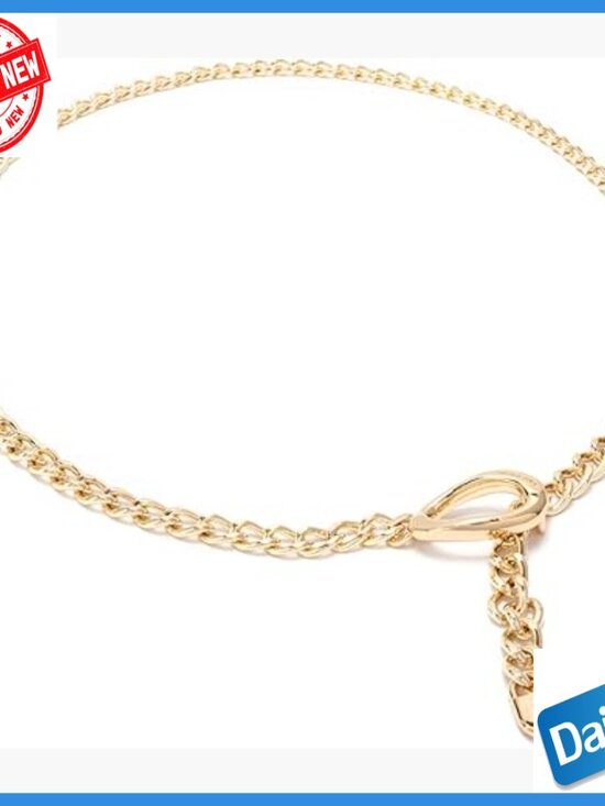 Leather Chain Belt, Adjustable Buckle, Small-Medium Size, Everyday Wear main image 5